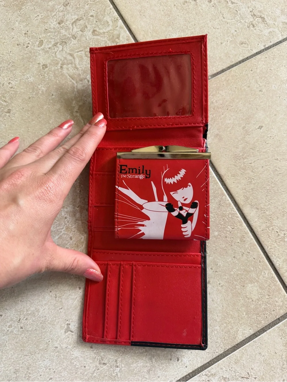 Rare Emily the Strange The Cat Girl Bi-fold Wallet 90s Y2K Emo Goth